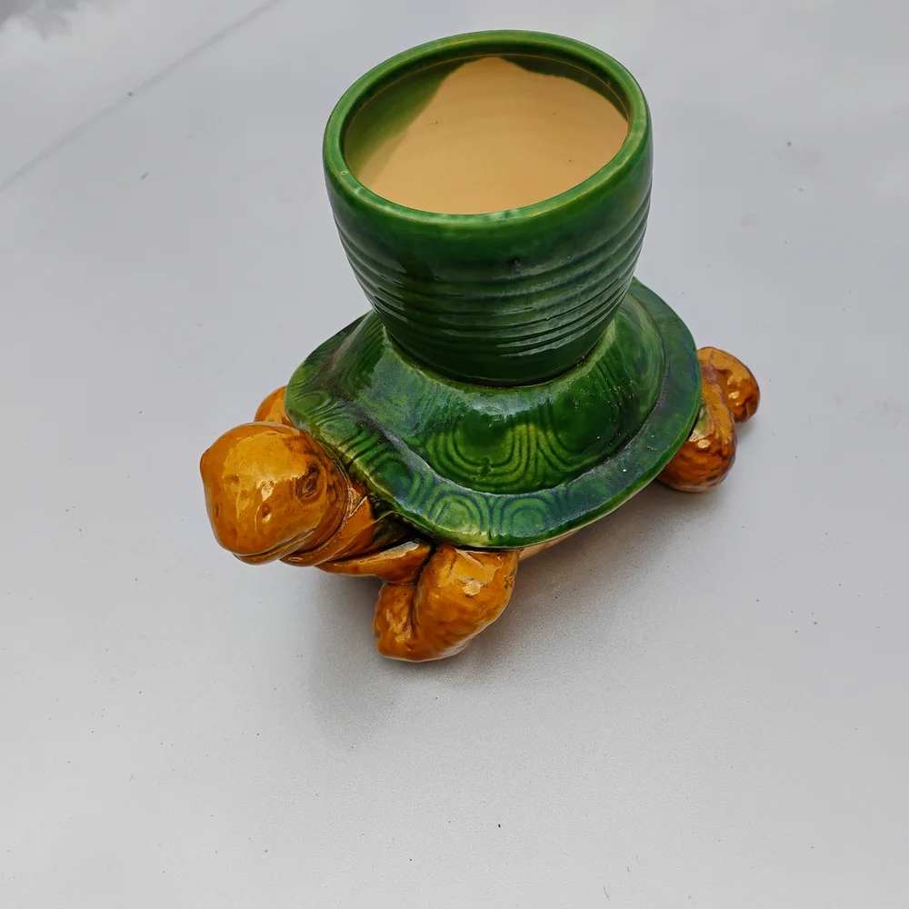 Green and Orange Turtle Planter